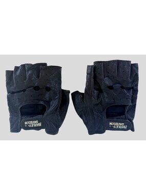 Harley-Davidson Black Leather Fingerless Motorcycle Riding Gloves Bar & Shield
